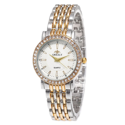 New Casual Watches Women Luxury Fashion Lovers Watch Rhinestone Stainless steel Quartz Watch Men Women Gift Business Wristwatch