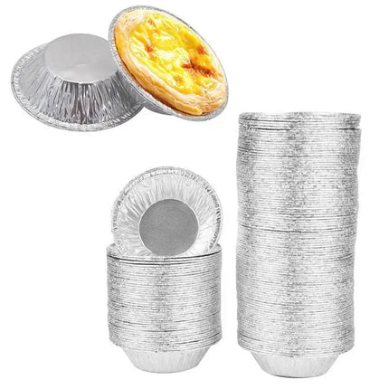 New 100pcs Disposable Aluminum Foil Tart Pan Mini Pot Plate Tin Pie Bake Tart Pan Tray O0f0