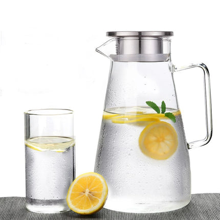 1.8L Water Bottle Transparent Glass Water Jug Pot Cha Lemonade Pitcher Heat-Resistant Explosion-Proof Heatable Carafe Drinkware