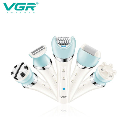 Epilator 5 In 1 Electric Women Epilator Female Shaver Leg Body Hair Remover Lady Bikini Trimmer Facial Cleaning Massage VGR 703