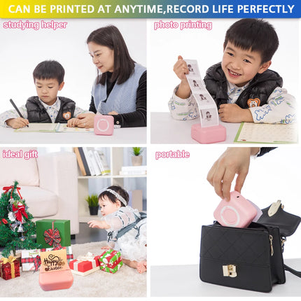 Mini Pocket Printer Sticker Label Printer Inkless Bluetooth Wireless Thermal Printer Note Photo Printing Portable Printer Office