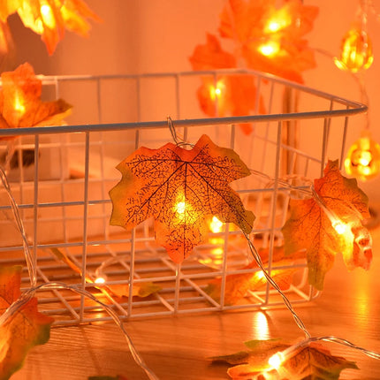 3M 20LED Maple Leaf Light String Fake Autumn Leaves LED Fairy Garland for Christmas Thanksgiving Halloween Party Home Decoration