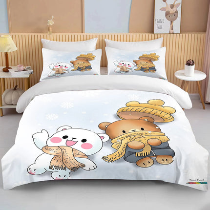 Bubu Dudu Cartoon Cute Bear Kawaii Christmas Gift King Twin Double Child Bedding Set Microfiber or Polyester Duvet Cover Set