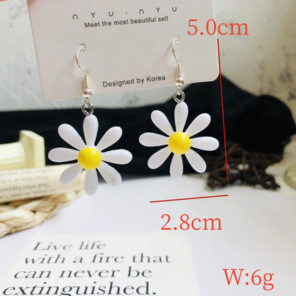 Big Resin White Daisy Dangle Earring for Women New Simple  Bellis Perennis Sunflower Daily Ear Jewelry Wholesale Christmas Gift