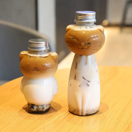 350ml/500ml Cartoon Water Bottle Kawaii Cat Water Bottle Milk Coffee Cup Summer Cute Plastic Drinking Bottle Drinkware Kettle