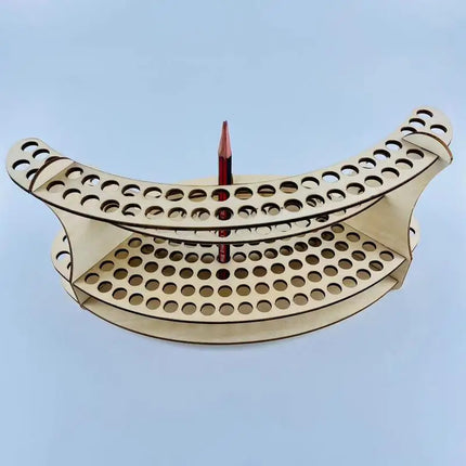 Paint Brush Holder 140 Holes Wooden Paint Brush Holder Stand Desk Organizer Watercolor Brush Tray Rack For Pencils Paint Brushes