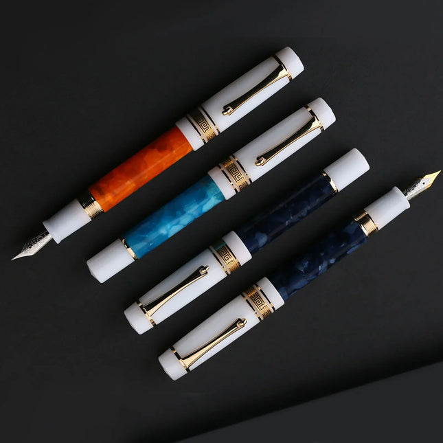 New MAJOHN M400 Resin Fountain Pen #6 sliver EF/F Nib with Converter Big size design Ink Pen Office school supplies gift pens