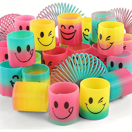 12PCS Rainbow Magic Springs Circle Toys Children Birthday Party Favors Giveaway Gifts Souvenir Kindergarten Guest Pinata Fillers