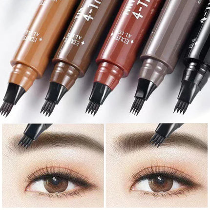 Long-lasting and smooth four-pronged liquid eyebrow pencil with clear roots, natural wild eyebrow pencil, waterproof and styling