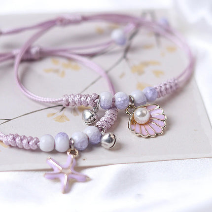 Creative Handmade Starfish Shells Pearl Pendant Adjust Bracelet Anklet Friendship Bracelets On Hand For Woman Luxury Jewelry New