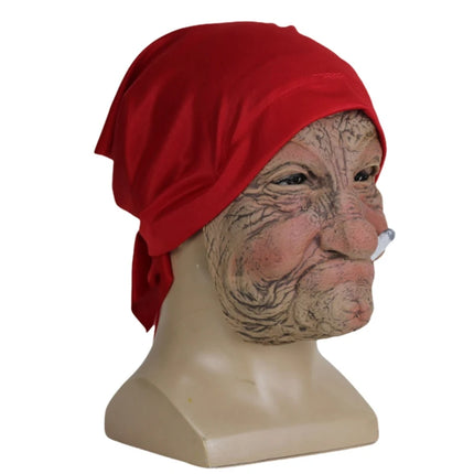 Halloween Mask Smoking Old Grandmother Latex Masks Realistic Costume Cosplay Props