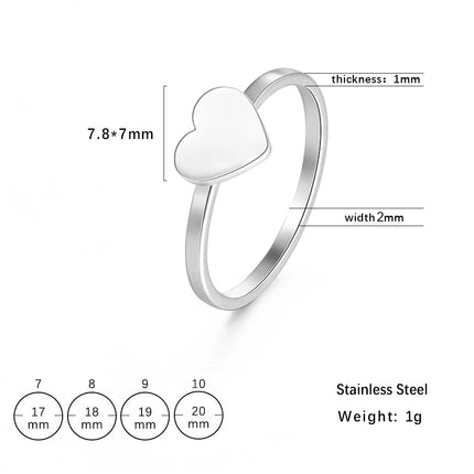 Amaxer Minimalist Heart Stainless Steel Rings For Girl Women Gold Color Cute Tiny Hollow Finger Ring Jewelry Gift