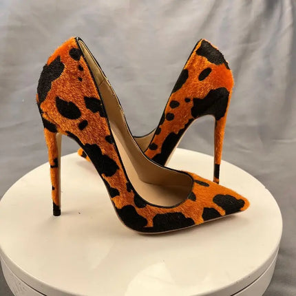 Street Style Leopard Suede Women Pumps Thin High Heel Pumps Sexy Pointed Toe 8cm 10cm 12cm Comfortable Party Shoes