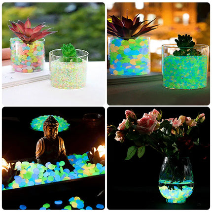 100Pcs Outdoor Decorative Stones Multifunction Glow In The Dark Pebbles Glow in The Dark Rocks Reusable for Aquarium Fish Tank