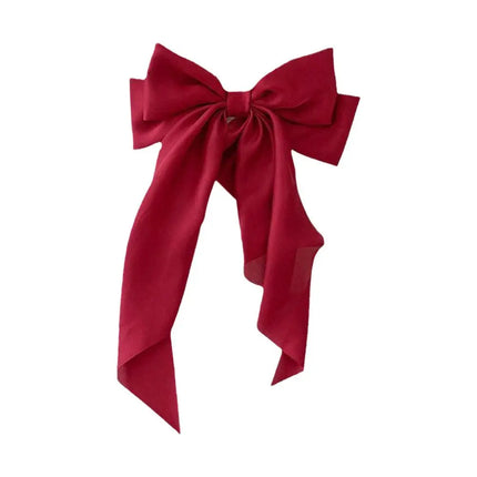 Women Large Bow Ribbon Hairpin Summer Chiffon Big Bowknot Stain Bow Barrettes Women Solid Color Ponytail Clip Hair Accessories