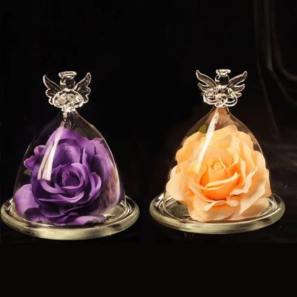 Enchanted Rose In Glass Dome Eternal Artificial Silk Rose For Christmas Valentine's Day Gift Wedding Home Decoration Supplies