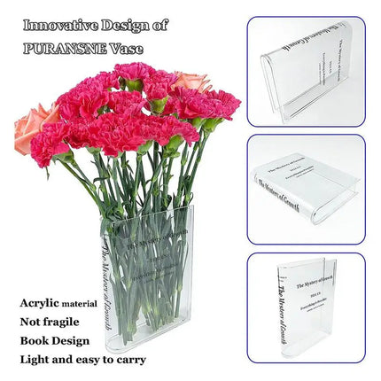 Clear Book Vase Transparent Book Flower Vase Book Vases For Flowers Bookshelf Decor Planter For Floral Arrangement Home Decor