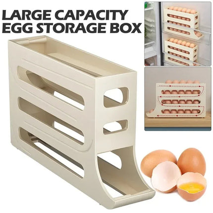 4 Tier Egg Storage Box Organizer for Refrigerator Rolling Egg Organizer Holder Fridge Storage Organizer Food Storage Container