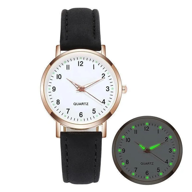 Ladies Diamond-studded Luminous Retro Female Watch Leather Belt Quartz Watch Women Simplicity Casual Decoration Wristwatches