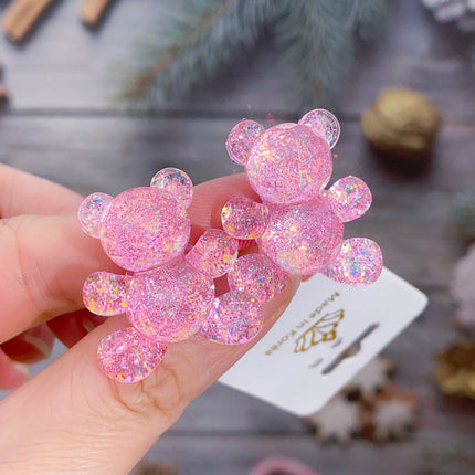 New Fashion Glitter Bear Elastic Hair Bands Children Hair Rope Ties Barrettes Headwear Girls Kids Hair Accessories