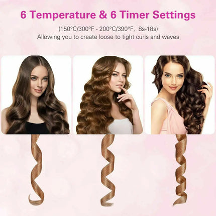 Hair Curler Set Cordless Automatic Rotating Hair Curler Curling Iron LED Display Temperature Adjustable Styling Tools Wave Styer