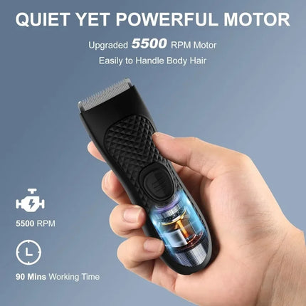 Body Hair Trimmer for Men Electric Groin Hair Trimmer Rechargeable Ball Shaver Groomer Replaceable Ceramic Blade Head Waterproof