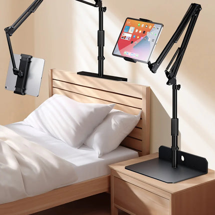 OUTMIX Bed Tablet Stand for 4-12.9 inches Phone Tablet Lazy Arm Bed Desk Tablet Mount Telescopic Support for iPad Mini Free Clip