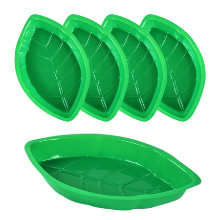 4/6pcs Hawaiian Palm Leaf Plate Reusable Snack Food Tray Kids Jungle Safari Birthday Supplies Tropical Luau Summer Party Decor