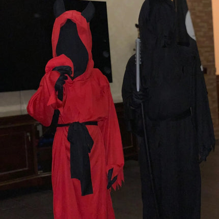 Child Creepy Red Eyes Fade In And Out Phantom Grim Reaper Glow In The Dark Costume Suit Cosplay Kids Halloween Carnival Party