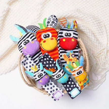 0-12 Months Baby Toy Baby Rattles Toys Animal Socks Wrist Strap +Rattle Kids Foot Socks Bug Wrist Strap Baby Socks Pacifier Toys