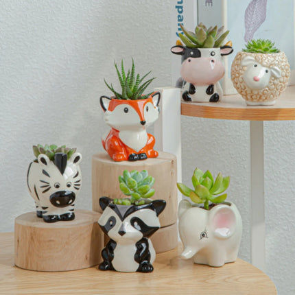 Cartoon Animals Ceramic Flowerpot Succulents Flower Pot Creative Home Garden Decoration Desktop Green Planters Small Bonsai Pots