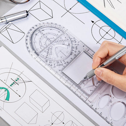 Multifunctional Geometric Ruler Geometric Drawing Template Measuring Tool For School Office Architecture Supply School Ruler