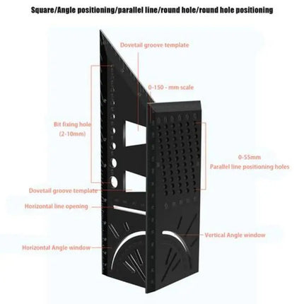 New Woodworking Gauge Ruler 3D Mitre Angle Measuring Square Measure Tool 45 Degree and 90 Degree with Carpenter Pencil