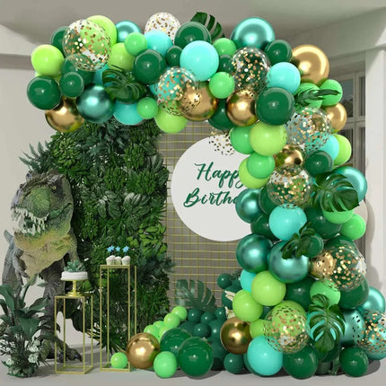 138Pcs A set of jungle wildlife themed balloon arch set, wild animal dinosaur themed birthday party decoration