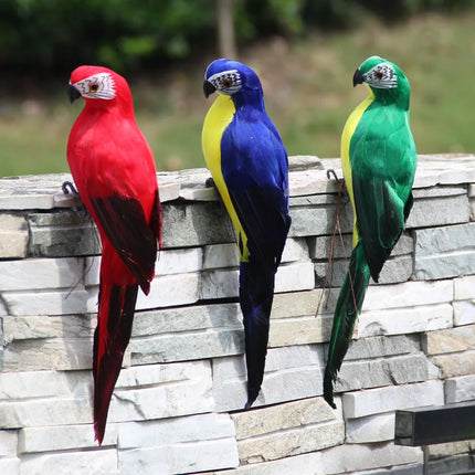 Handmade Simulation Parrot Creative Feather Lawn Figurine Ornament Animal Bird Outdoor Garden Bird Prop Decoration Miniature