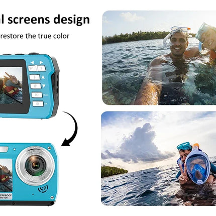 4K Underwater Digital Cameras Video Recorder 56mp Anti Shake Selfie IPS Dual Screens 10FT Waterproof For Snorkeling Swimming