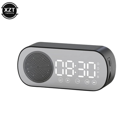 New Wireless Bluetooth Speaker HD Mirror TF Card FM Radio HIFI Music Sound Box Mini Portable Speaker with Clock Alarm Function