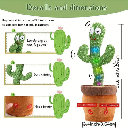 1pc-Dancing Talking Cactus Toys For Baby Boys And Girls, Singing Mimicking Recording Repeating What You Say Sunny Cactus Up Plus