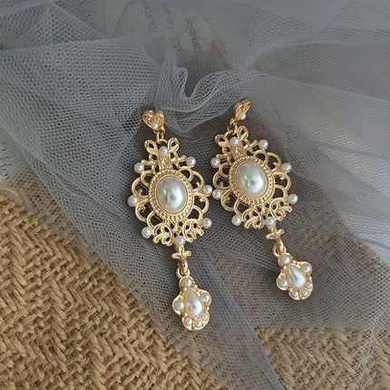 Baroque Pearl Stud Earrings with Vintage Charm