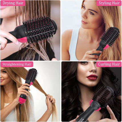 1000W Hair Dryer Hot Air Brush Styler and Volumizer Hair Straightener Curler Comb Roller One Step Electric Ion Blow Dryer Brush