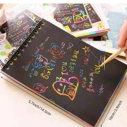 1pc Notepads Rainbow Colorful Scratch Art Kit Magic Drawing Painting Paper Notebook Gift