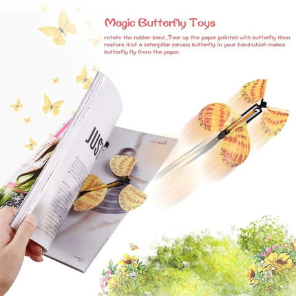 1-10Pcs Magic Wind Up Flying Butterfly in The Book Rubber Band Powered Magic Fairy Flying Toy Great Surpris Gift Party Favor