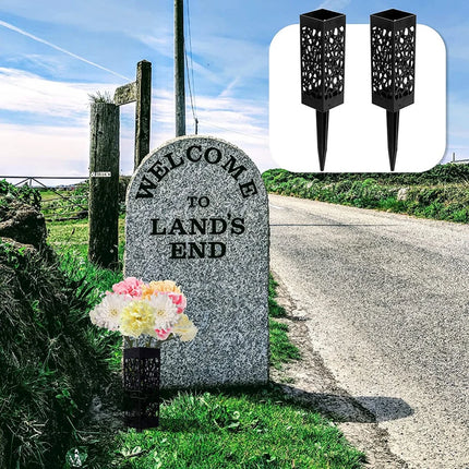 2/4pcs Cemetery Vase Plastic Cemetery Vase Decorations Gravestone Grave Yard Ground Outdoor Flower Marker Decor