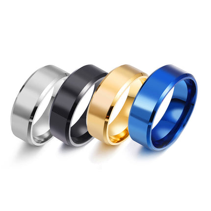 4 Colors Classic 8mm Mens Ring Surface Brushed Stainless Steel Simple Ring for Women Wedding Band Couples Jewelry Accessories