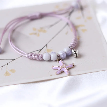 Creative Handmade Starfish Shells Pearl Pendant Adjust Bracelet Anklet Friendship Bracelets On Hand For Woman Luxury Jewelry New