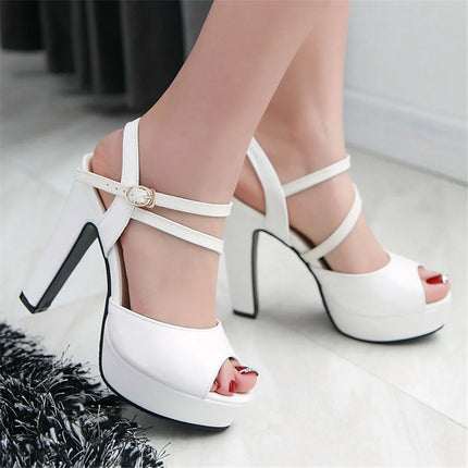 2024 Woman Sexy Platform Thick High Heels Summer Ladies Shoes For Female Fish Mouth Elegant Sandals Size 32-43 Sandalias Mujer