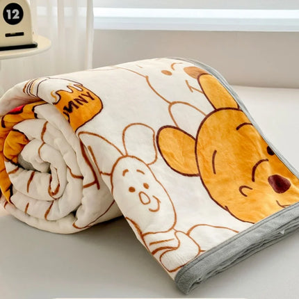 Winnie Bear the Pooh Cartoon Blanket Kawaii Velvet Sheet Home Textile Flannel Soft Warm Throw Bedding Sofa Cover for Girls Gift