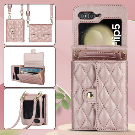 Crossbody Bag Fashion Leather Phone Case For Samsung Galaxy Z Flip 6 5 4 3 Flip5 Flip4 Flip3 5G Long Lanyard Wallet Card Cover