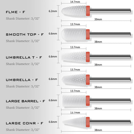 Ceramic Nail Drill Bit-3/32 Nail Drill Bits for Acrylic Nails,Professional Electric Nail Drill for Crystal Nail Extension.