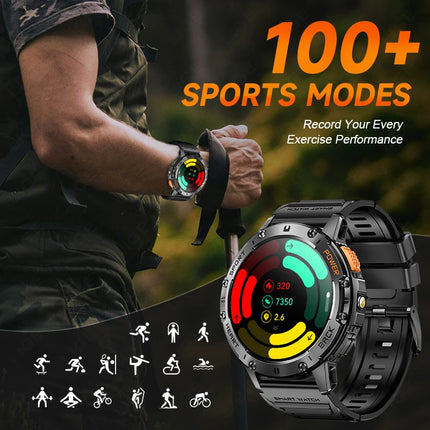 LIGE Outdoor Smartwatch Men 1.43" AMOLED HD Screen 530mAh Battery Sports Fitness Tracker Bluetooth Call LED Lighting Smart Watch